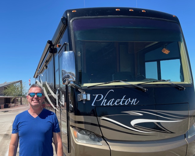 Chris Millet with his RV and mobile Clean Truck Check testing equipment in San Diego